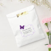 パープルバタフライ結婚式の引き出物バッグ フェイバーバッグ (封をした状態)