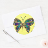 パープルバタフライ線維筋痛認識度シール ラウンドシール (封筒)