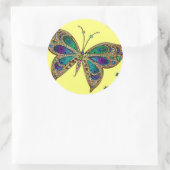 パープルバタフライ線維筋痛認識度シール ラウンドシール (バッグ)