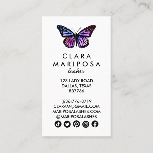 パープルバタフライ美しいヨガメイクアップウェルネス 割引カード (裏面)