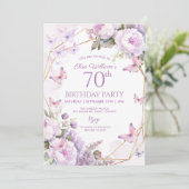 パープルバタフライ薄紫ガーデンパーティー80th、誕生日 招待状 (スタンド正面)