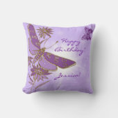 パープルバタフライ装飾用クッション クッション (正面)