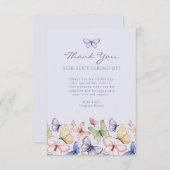 パープルバタフライ誕生日 サンキューカード (正面/裏面)