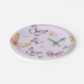 パープルバタフライ誕生日 ペーパープレート (アングル)