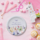 パープルバタフライ誕生日 ペーパープレート (パーティー)