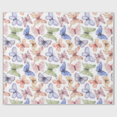 パープルバタフライ誕生日 ラッピングペーパー (フラット)