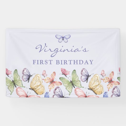 パープルバタフライ誕生日 横断幕 (横)