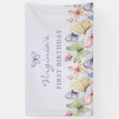 パープルバタフライ誕生日 横断幕 (縦)