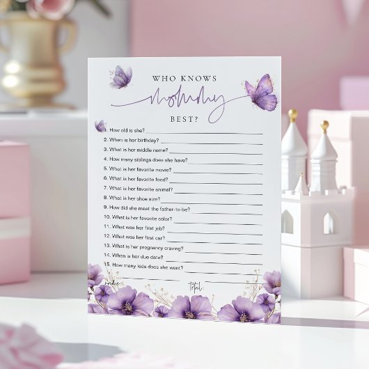 パープルバタフライ誰がママを知っ最高のている?ゲームカード アドバイスカード