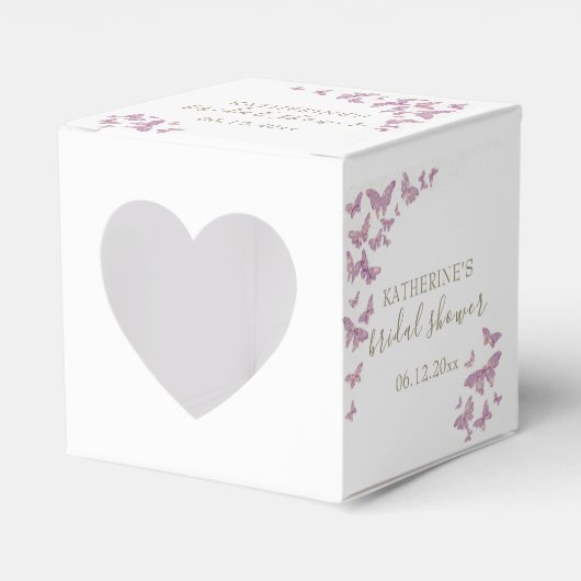 パープルバタフライ金ゴールドボホブライダルシャワーカスタム フェイバーボックス (正面サイド)
