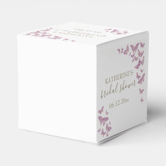 パープルバタフライ金ゴールドボホブライダルシャワーカスタム フェイバーボックス (裏面サイド)