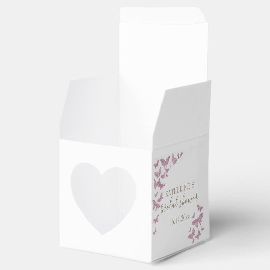 パープルバタフライ金ゴールドボホブライダルシャワーカスタム フェイバーボックス (オープン)