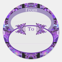 パープルバタフライ31クラシックラウンドステッカー ラウンドシール