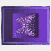 パープルバタフライ31フリースブランケット フリースブランケット (正面(横))