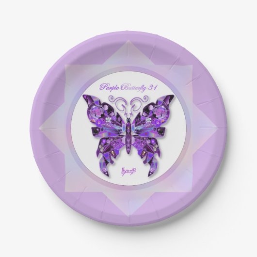 パープルバタフライ31紙プレート ペーパープレート (正面)