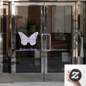 パープルバタフライ ウィンドウステッカー ウィンドウサイン (オフィスドア)