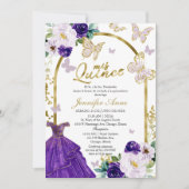 パープルバタフライ スペイン風 キンチェアラ ご招待状 招待状 (正面)