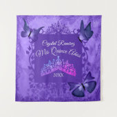 パープルバタフライ、ティアラ キンチェアネラ バックドロップ タペストリー (正面)