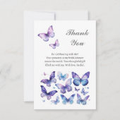 パープルバタフライ ブライダルシャワー サンキューカード (正面)