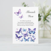 パープルバタフライ ブライダルシャワー サンキューカード (スタンド正面)