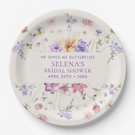 パープルバタフライ ブライダルシャワー ペーパープレート