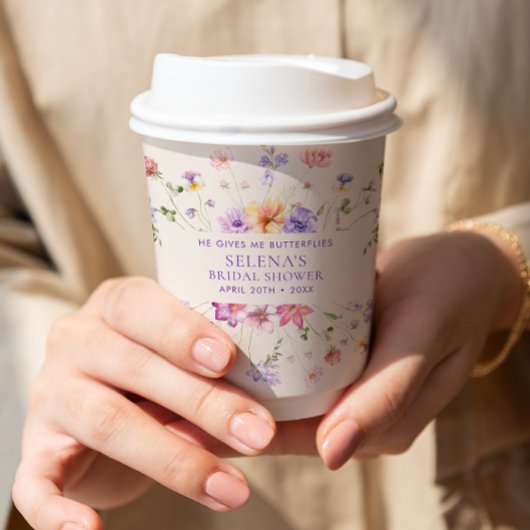 パープルバタフライ ブライダルシャワー 紙コップ