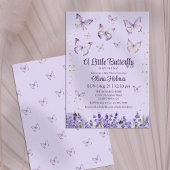 パープルバタフライ ベビーガールシャワー招待状 招待状