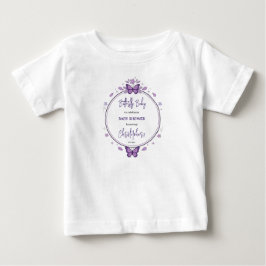 パープルバタフライ ベビーガール ベビーシャワー ベビーTシャツ