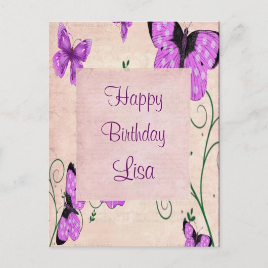パープルバタフライ ポストカード (正面)