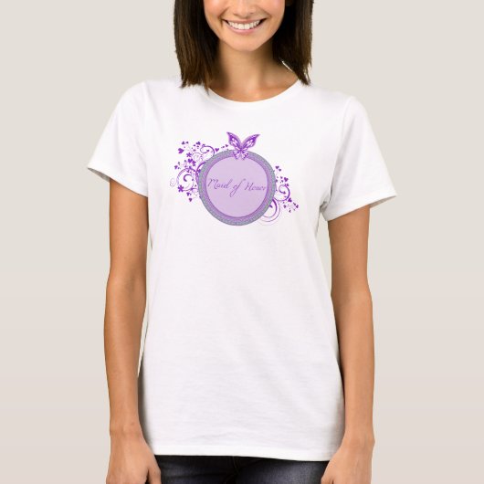 パープルバタフライ – メイド・オブ・オーナー（花嫁付き添い人） Tシャツ (正面)