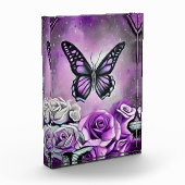 パープルバタフライ＆ローズ フォトブロック (左)