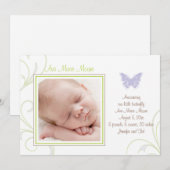 パープルバタフライ 誕生発表 案内状 (正面/裏面)