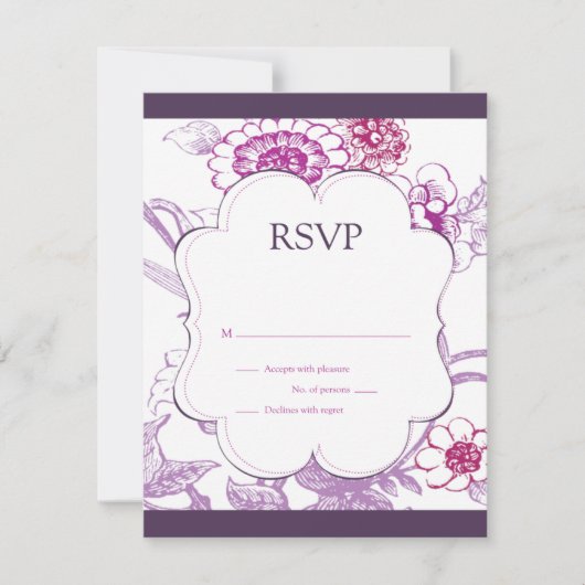 パープルバタフライ RSVP 返信カード (正面)