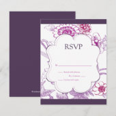 パープルバタフライ RSVP 返信カード (正面/裏面)