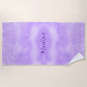 パープルバックグラウンド&スパークルグリッター ビーチタオル (正面)