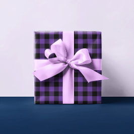 パープルバッファローチェッククリスマススモール ラッピングペーパーシート