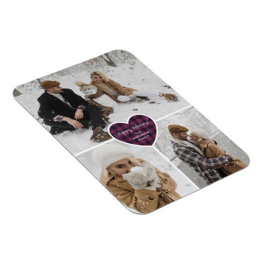 パープルバッファロープライド雪のフォトホリデー マグネット (右側)