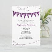 パープルバナー婚約招待状 招待状 (スタンド正面)