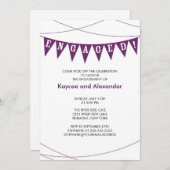 パープルバナー婚約招待状 招待状 (正面/裏面)