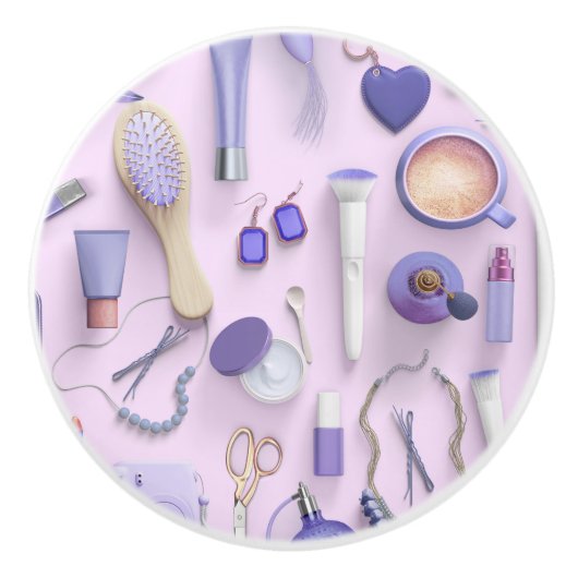 パープルバニティテーブル セラミックノブ (正面)