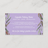 パープルバニラベーカリーフラワーズケーキペストリー 名刺 (裏面)