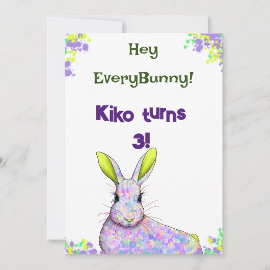 パープルバニー パーティー ご招待カード 招待状 (正面)