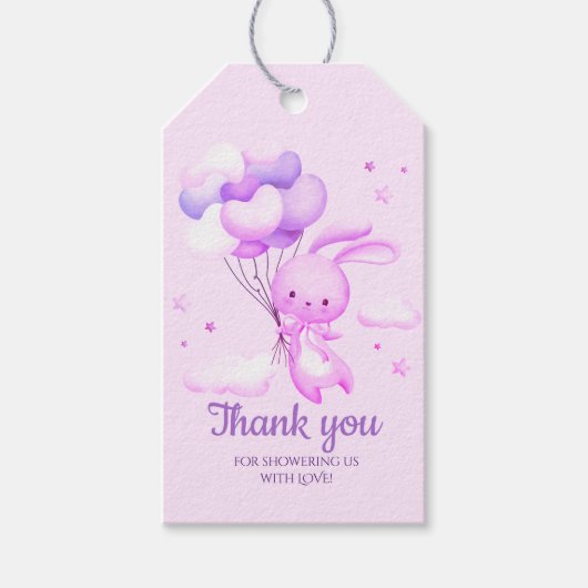 パープルバニー ラビット ベイビーシャワー 感謝 ギフトタグ (正面)