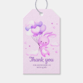 パープルバニー ラビット ベビーシャワー 感謝 ギフトタグ