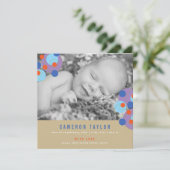 パープルバブリー男の赤ちゃん誕生発表 案内状 (スタンド正面)