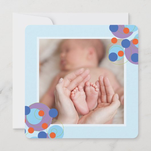 パープルバブリー男の赤ちゃん誕生発表 案内状 (裏面)