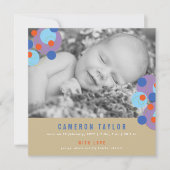 パープルバブリー男の赤ちゃん誕生発表 案内状 (正面)