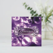 パープルバブルキンセアニェラ15誕生日 招待状 (スタンド正面)