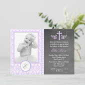 パープルバプティスマ《キリスト教》洗礼式や命名式招待状 招待状 (スタンド正面)
