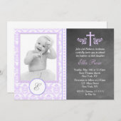 パープルバプティスマ《キリスト教》洗礼式や命名式招待状 招待状 (正面/裏面)